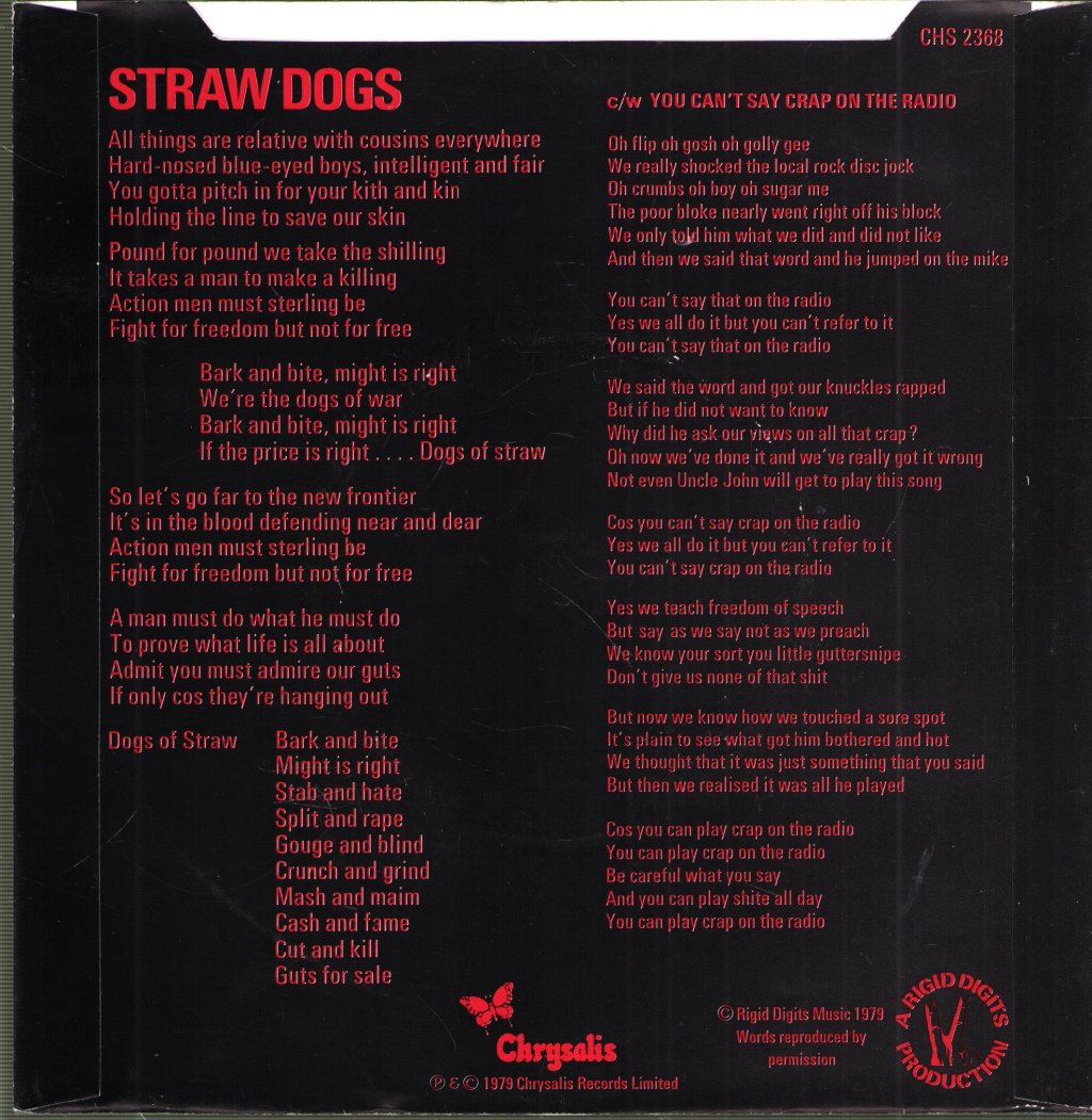 Stiff Little Fingers - Straw Dogs - 7 Inch
