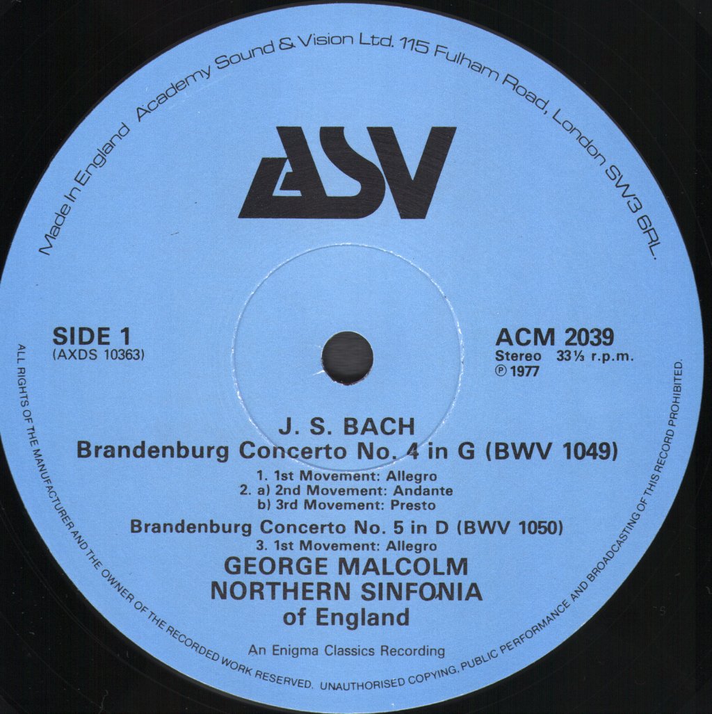 George Malcolm / Northern Sinfonia Of England - J.S. Bach - Complete Brandenburg Concertos - Double Lp