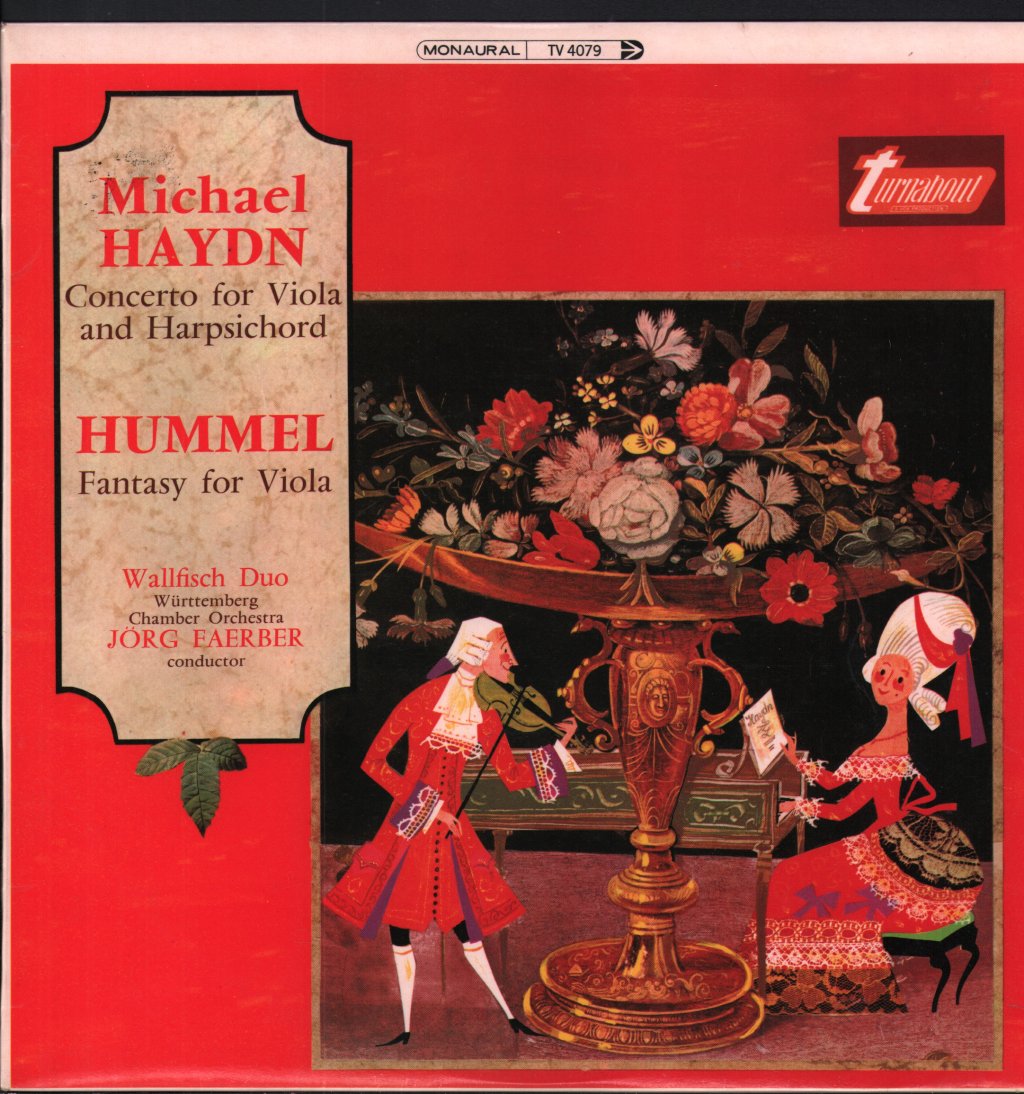 Ernst Wallfisch / Lory Wallfisch / Wurttemberg Chamber Orchestra / Jorg Faerber - Michael Haydn - Concerto for Viola and Harpsichord / Hummel - Fantasy for Viola - Lp