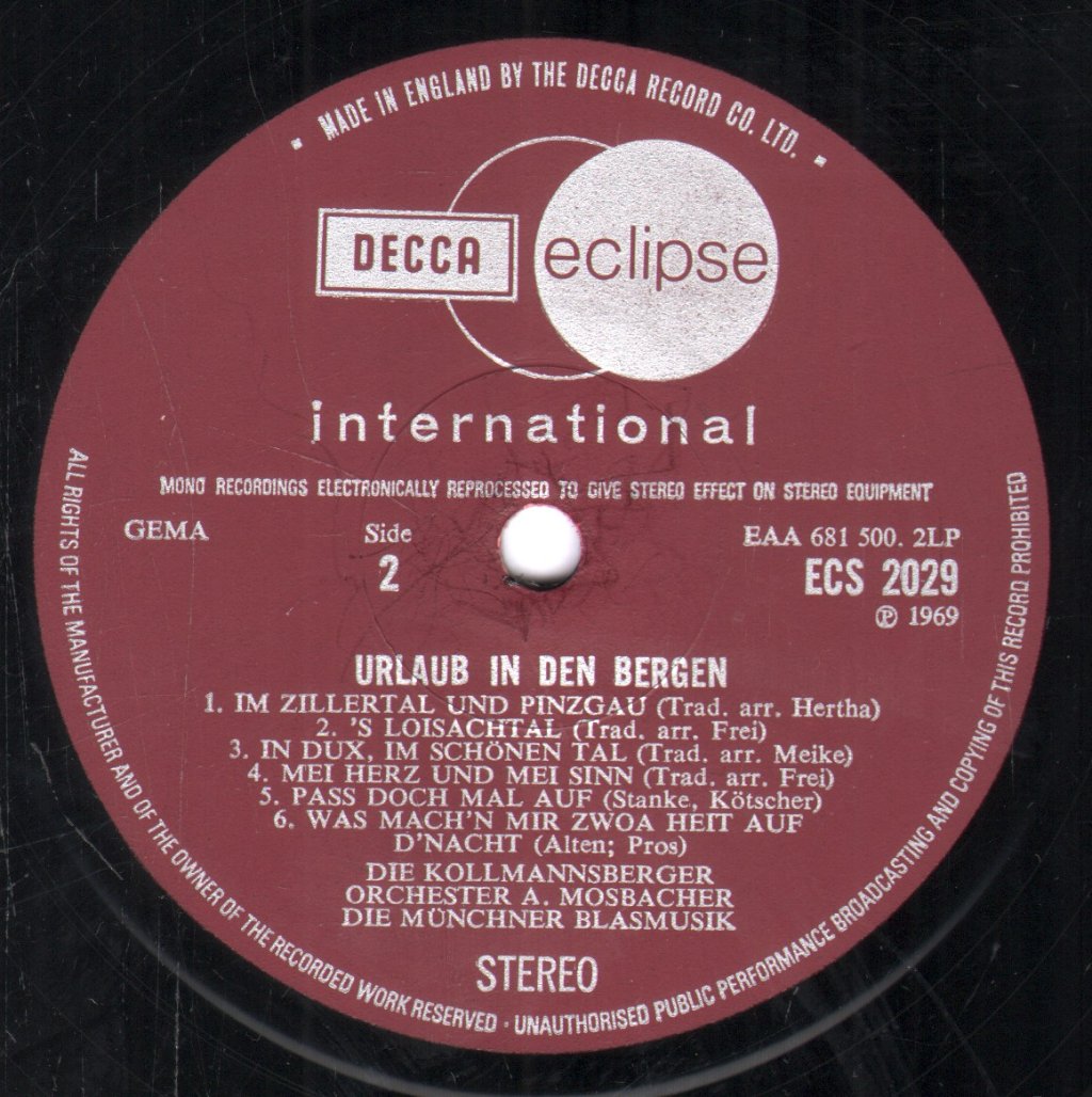 Die Kollmannsberger / Orchester A. Mosbacher - Urlaub In Den Bergen - Lp
