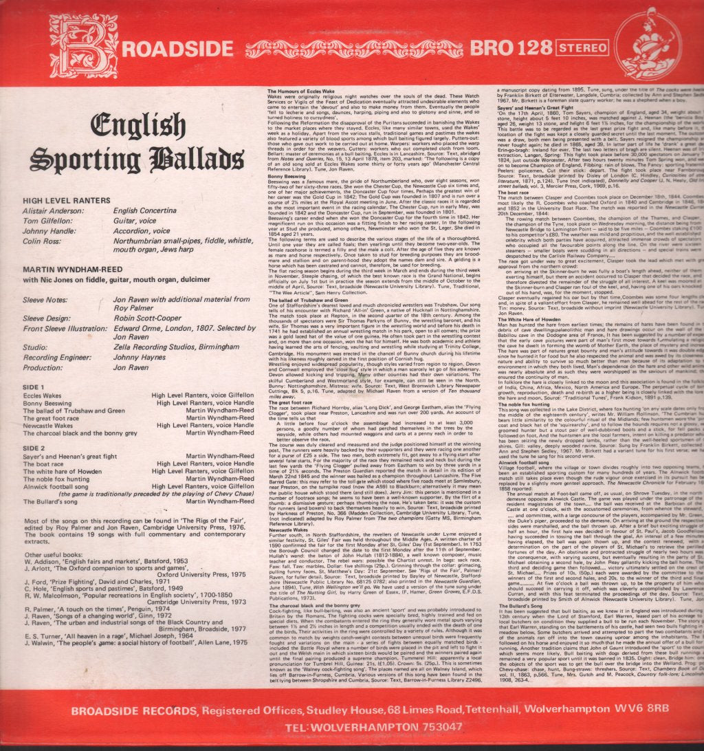 High Level Ranters - English Sporting Ballads - Lp