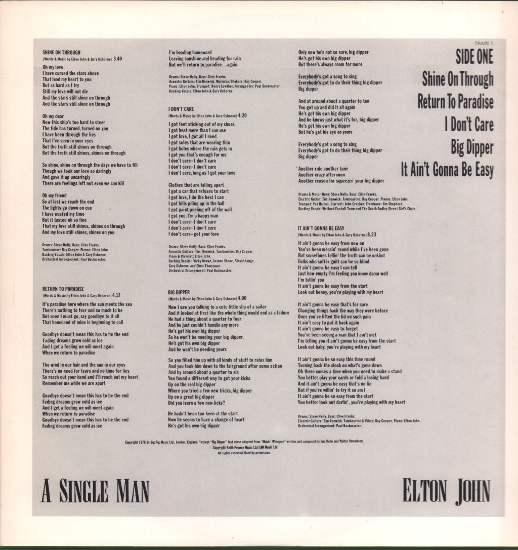 Elton John - A Single Man - Lp