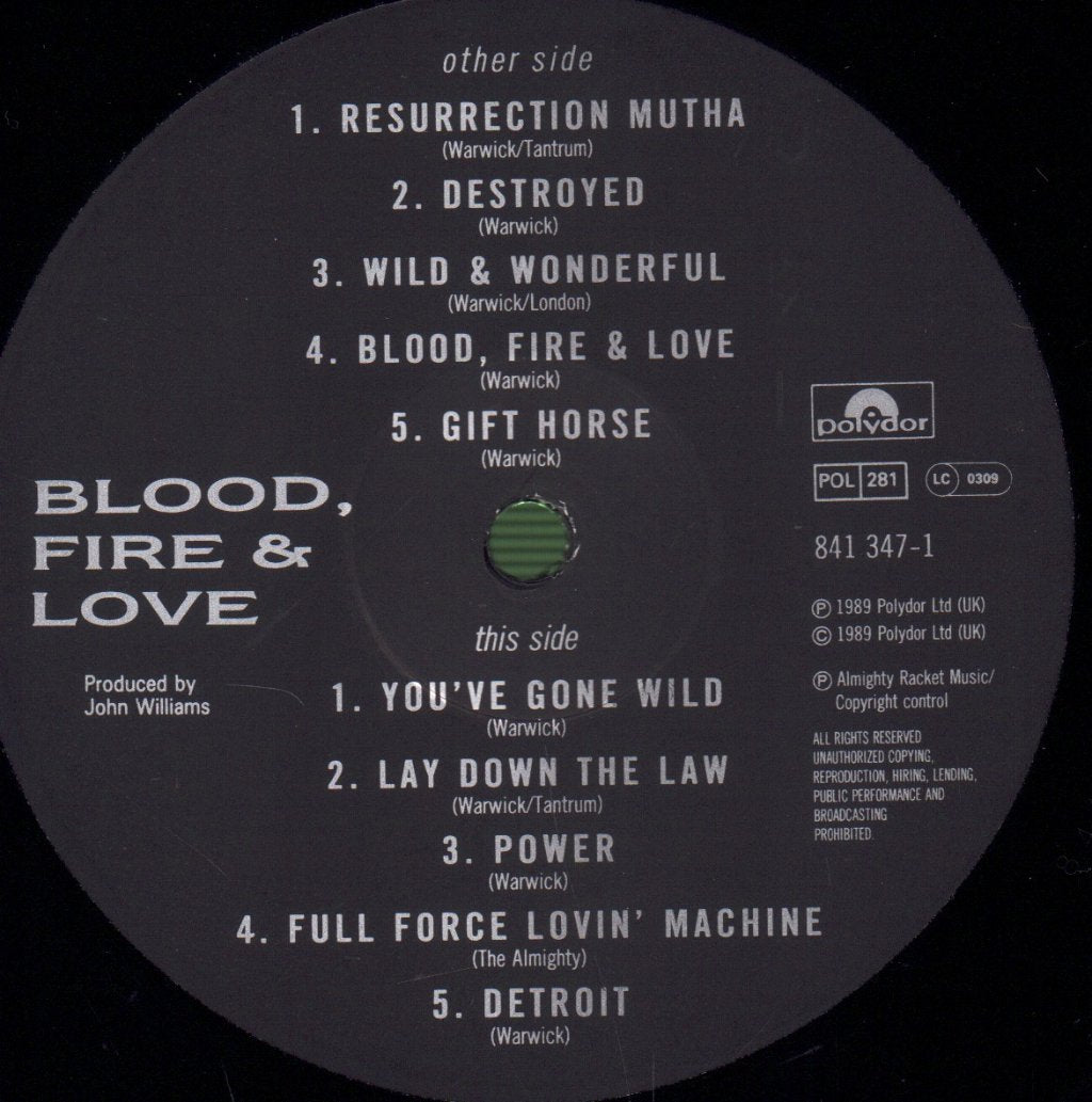 Almighty - Blood Fire And Love - Lp