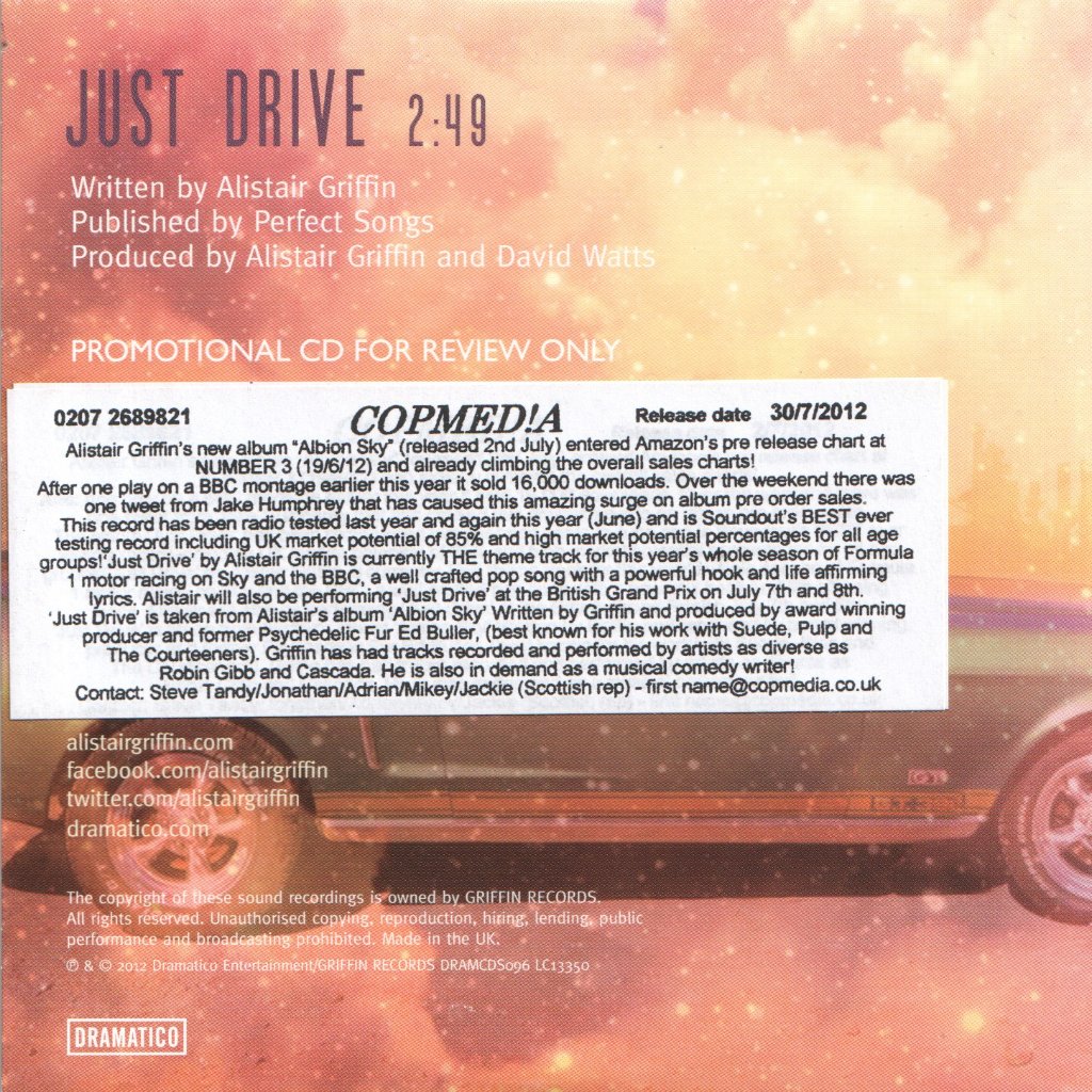 Alistair Griffin - Just Drive - Cd
