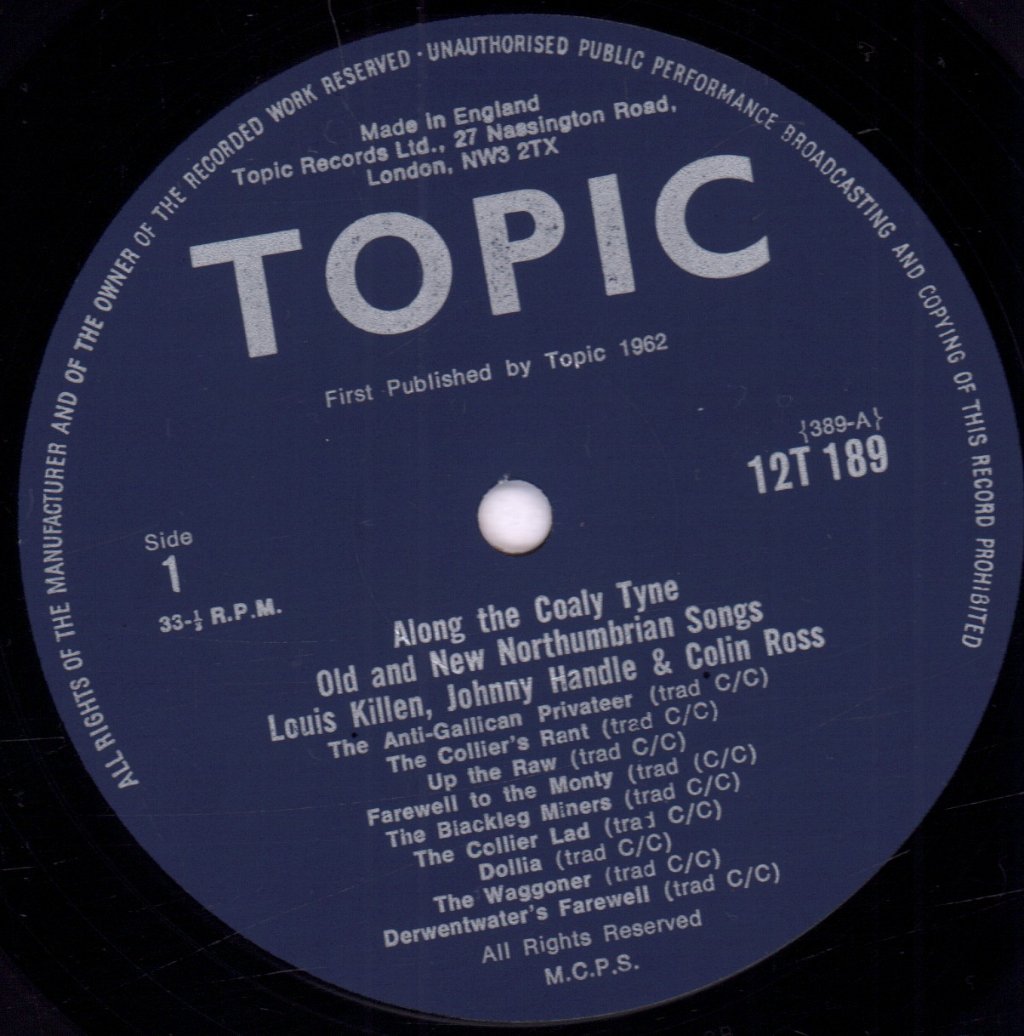 Louis Killen Johnny Handle Colin Rose - Along The Coaly Tyne - Lp