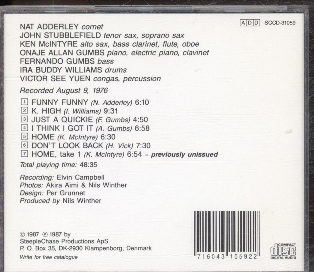 Nat Adderley Septet - Don't Look Back - Cd