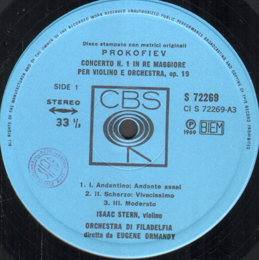 Isaac Stern / Eugene Ormandy / Philadelphia Orchestra - Prokofiev - Violin Concertos - Lp