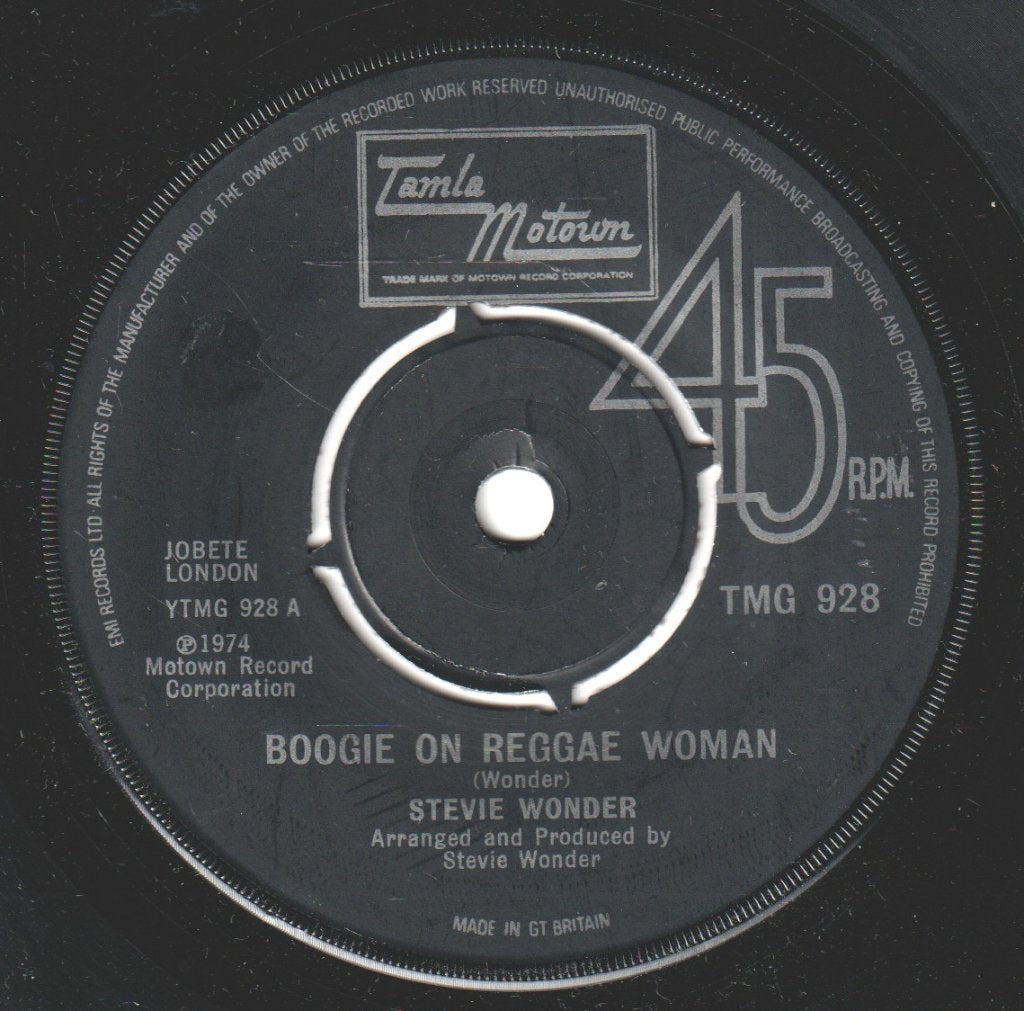 Stevie Wonder - Boogie On Reggae Woman - 7 Inch