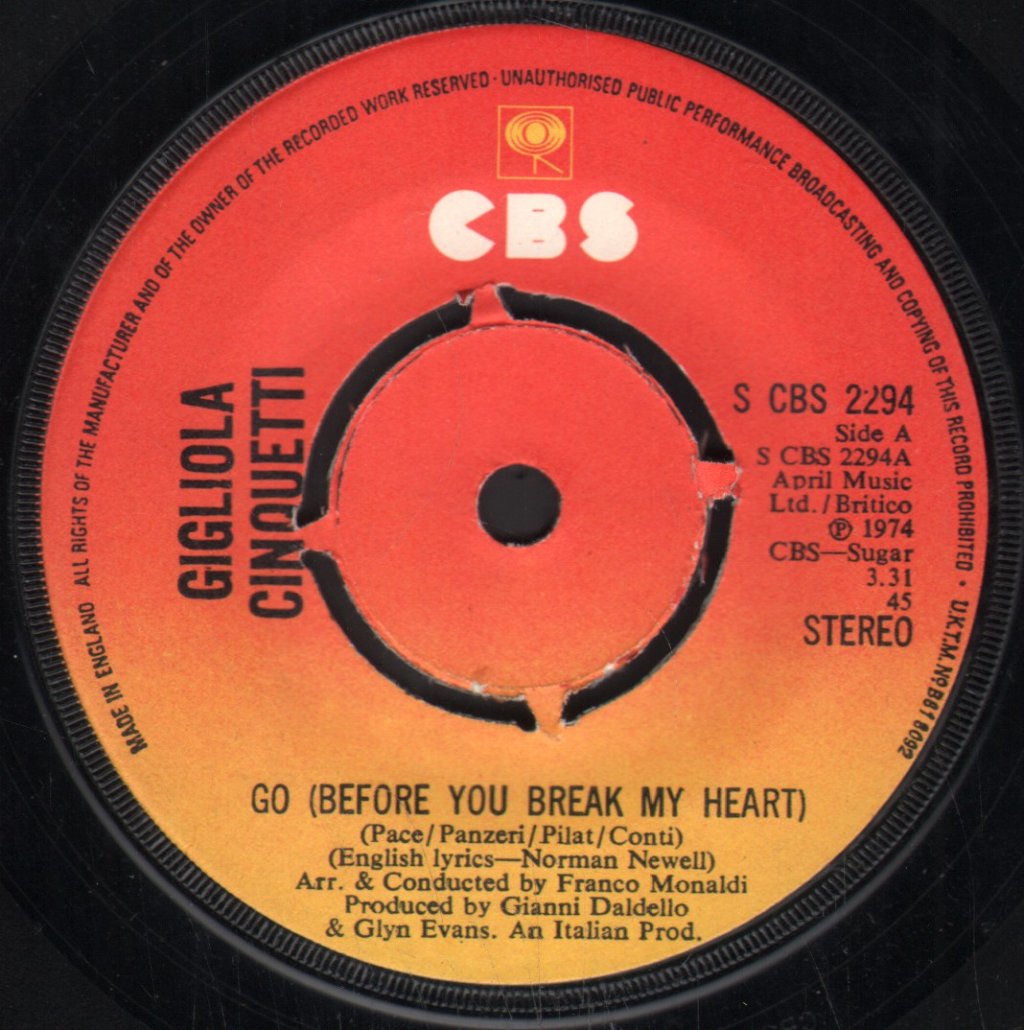Cigliola Cinquetti - Go - 7 Inch