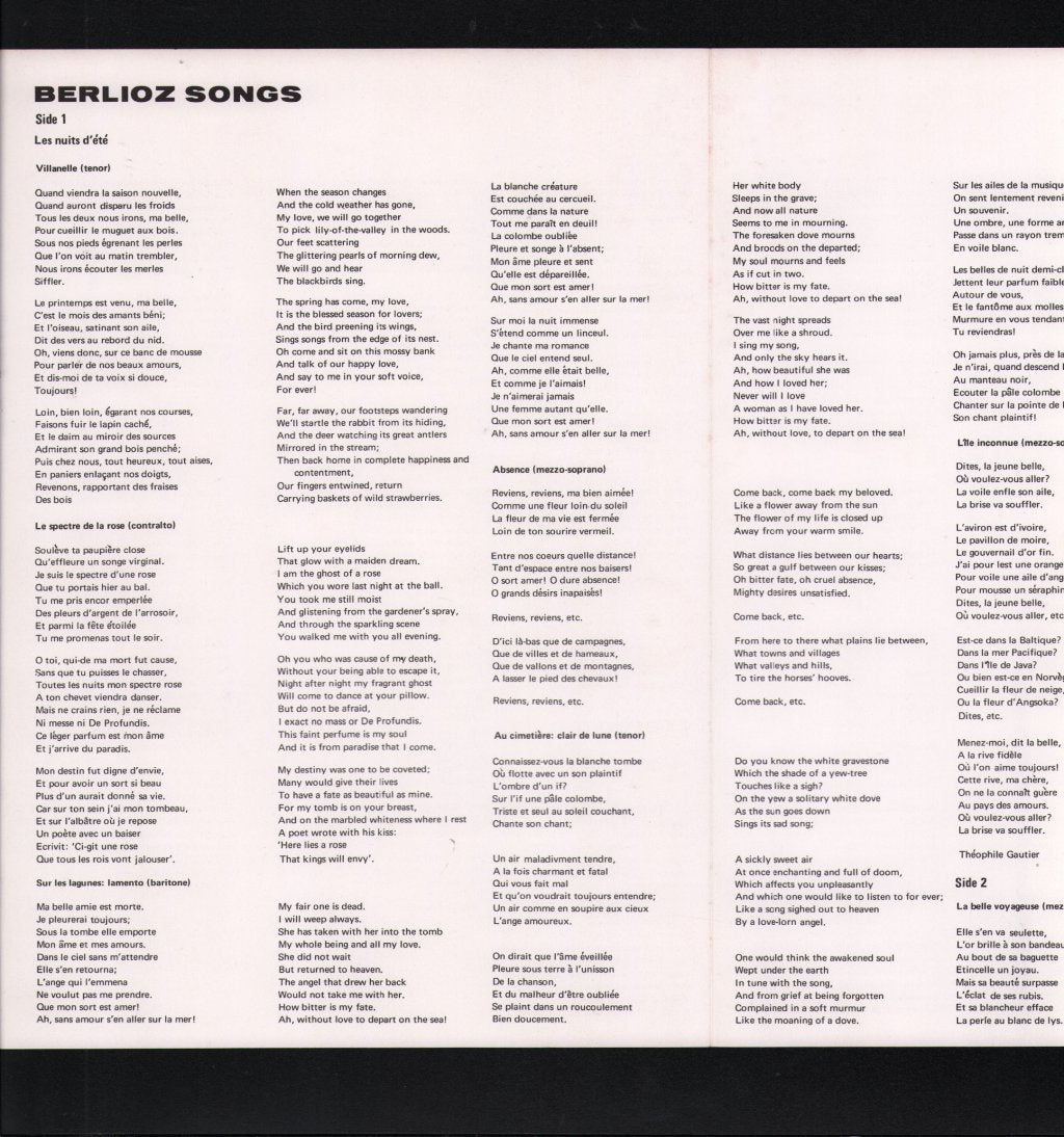Sheila Armstrong / Josephine Veasey / Frank Patterson / John Shirley-Quirk / Colin Davis - Berlioz - Complete Songs With Orchestra Including "Les Nuits D’Été” - Lp