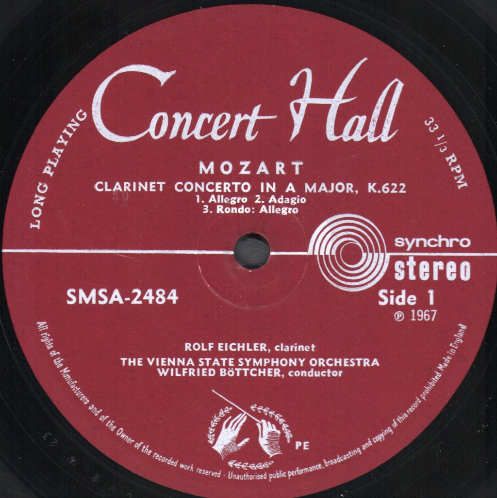 Vienna State Symphony Orchestra / Rolf Eichler / Robert Freund / Wilfried Bottcher - Mozart - Clarinet Concerto / Horn Concerto No.1 / Horn Concerto No. 3 - Lp