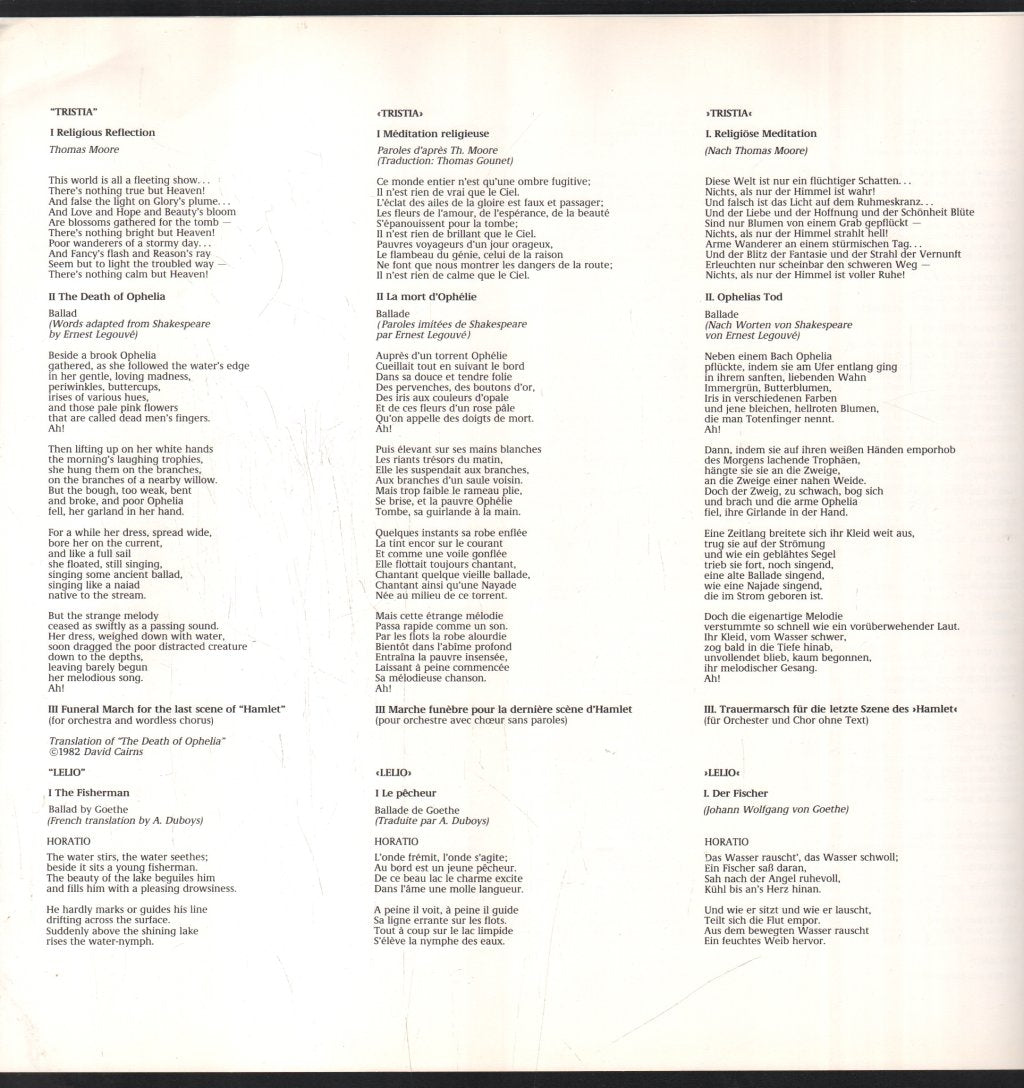 Jose Carreras / Thomas Allen / John Alldis Choir / Sir Colin Davis / London Symphony Orchestra - Berlioz - Lelio Op. 14B / Tristia Op. 18 - Lp