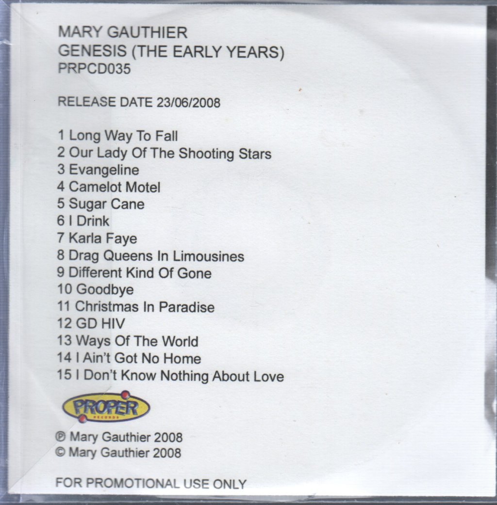 Mary Gauthier - Genesis (The Early Years) - Cd
