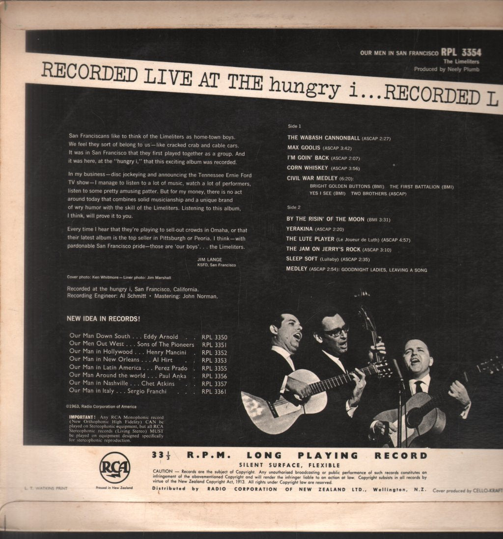 Limeliters - Our Men In San Francisco - Lp