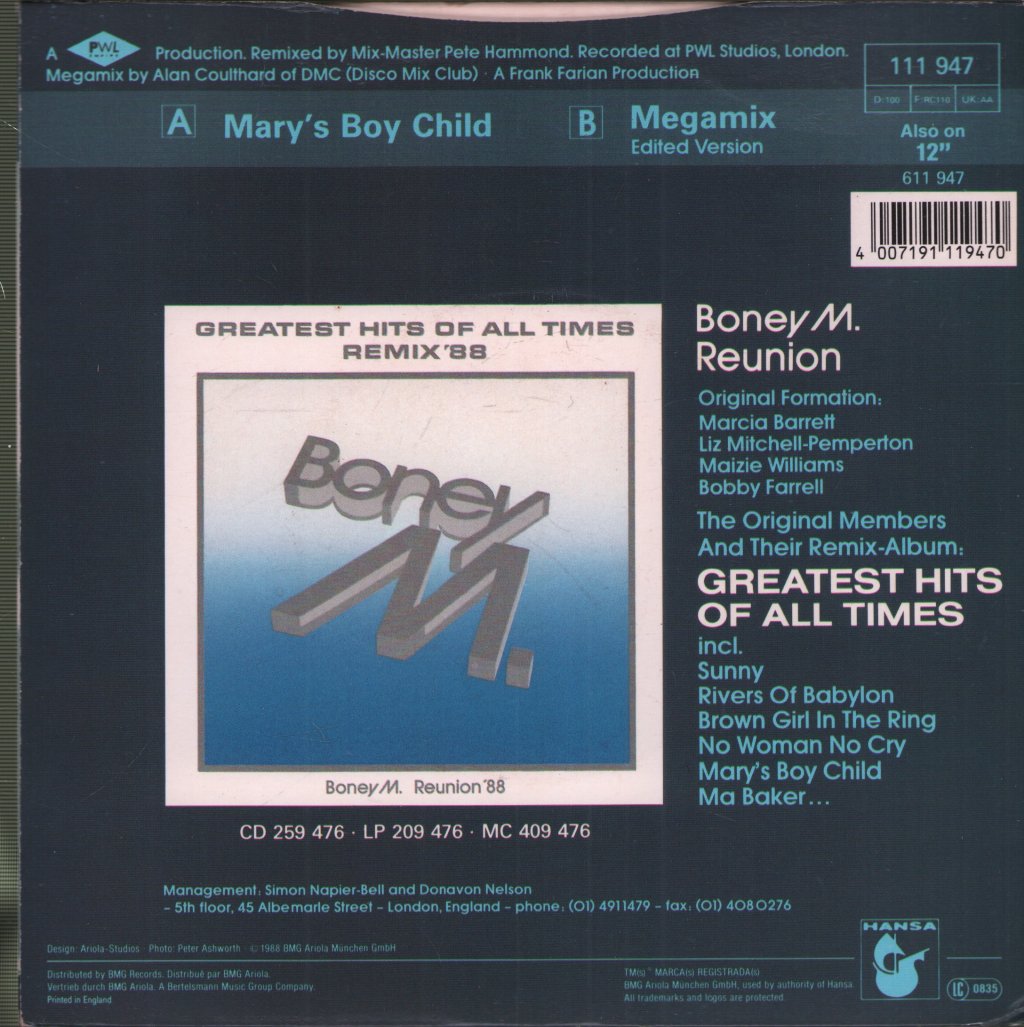 Boney M - Mary's Boy Child - 7 Inch