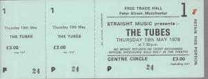 Tubes - Free Trade Hall Manchester 18Th May 1978 - Ticket