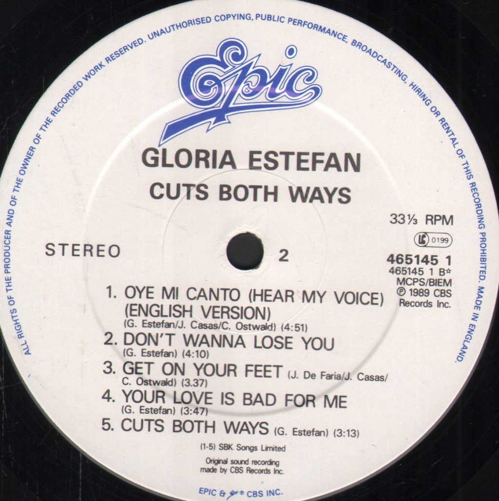 Gloria Estefan - Cuts Both Ways - Lp