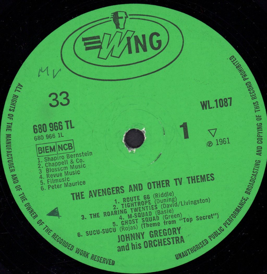 Johnny Gregory - Avengers And Other Tv Themes - Lp