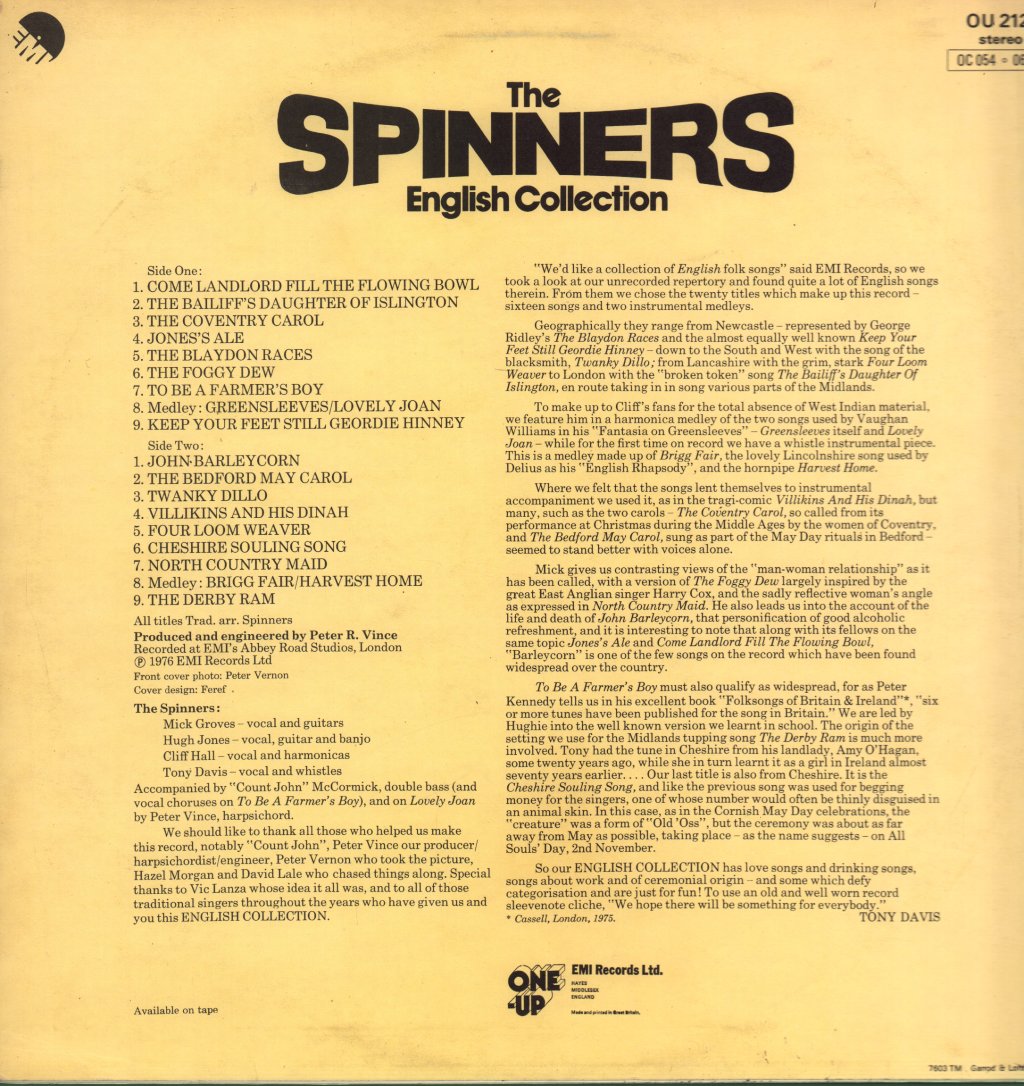 Spinners (Folk Group) - English Collection - Lp