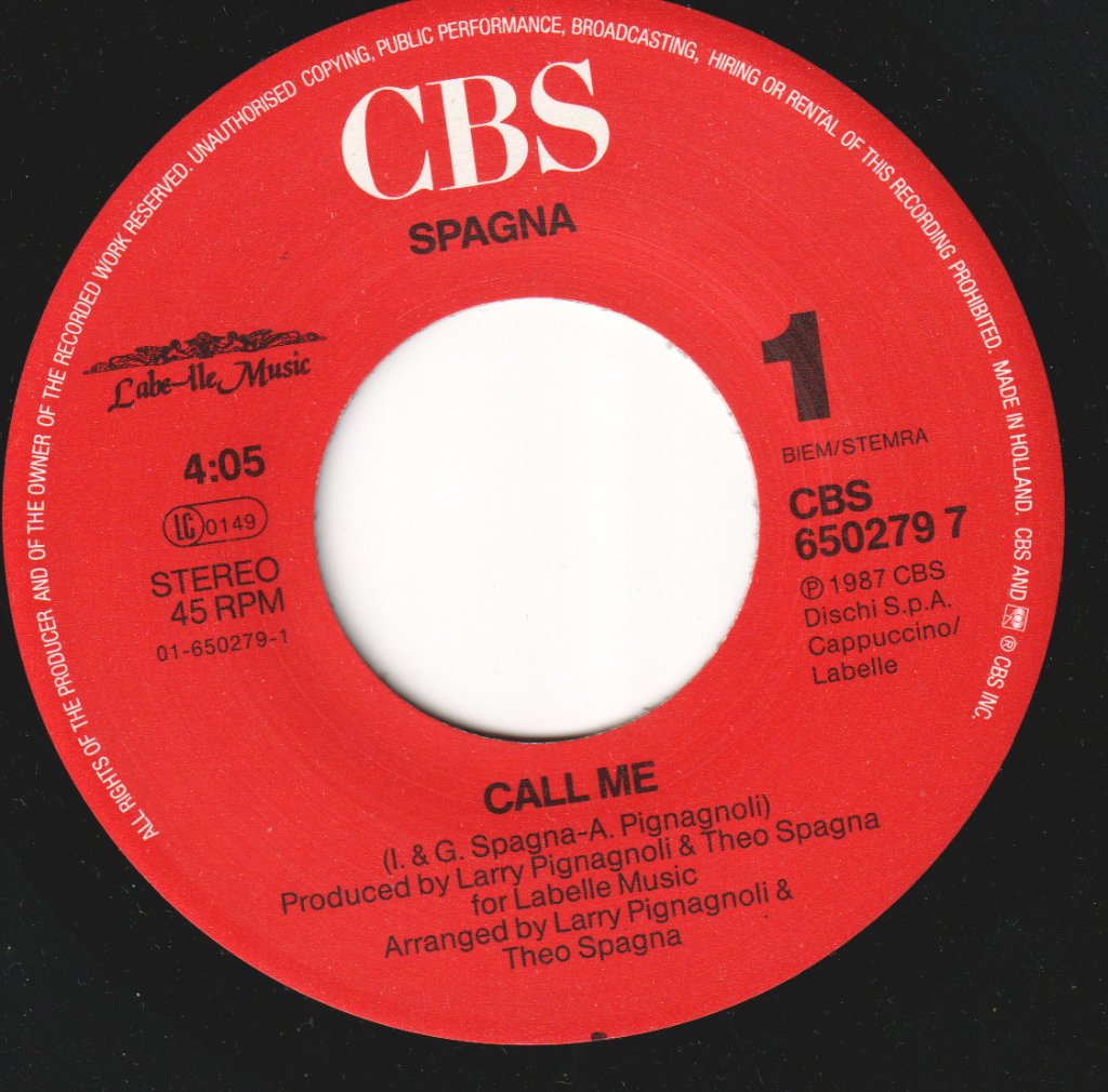 Spagna - Call Me - 7 Inch
