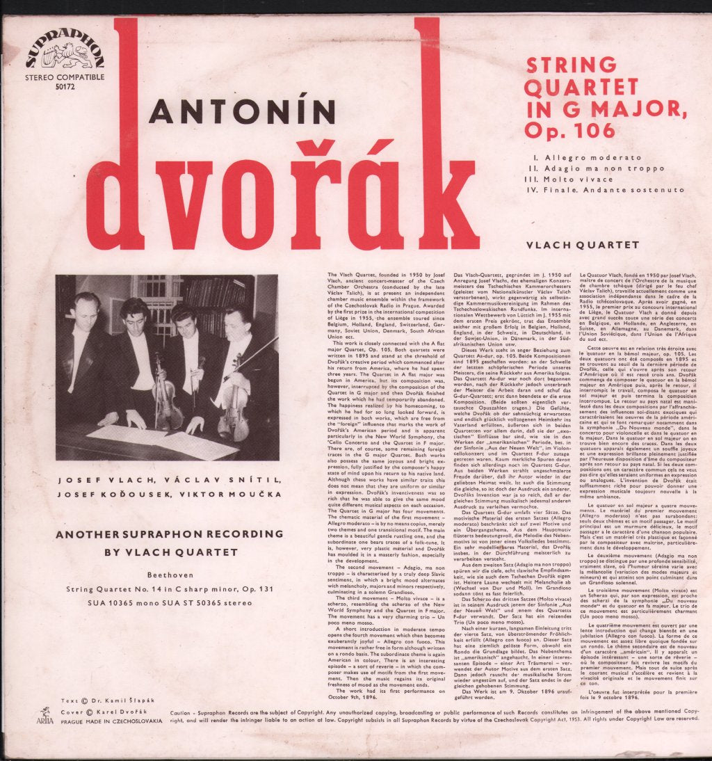 Vlach Quartet - Dvorak - String Quartet In G Major, Op. 106 - Lp