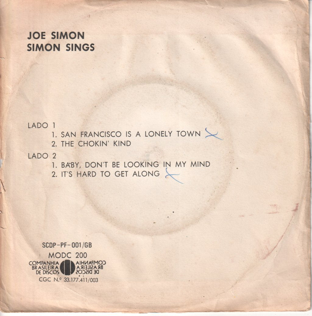 Joe Simon - san francisco is a lonely town - 7 Inch