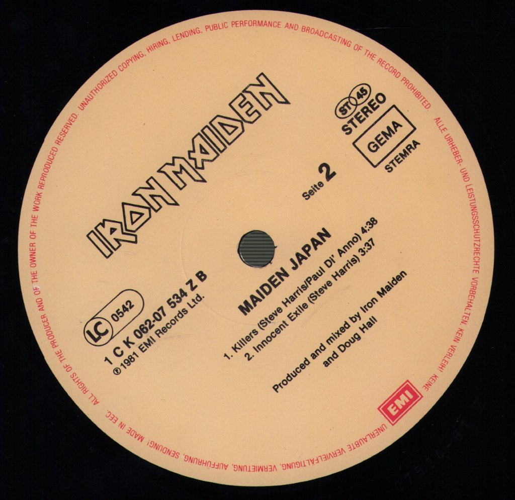 Iron Maiden - Maiden Japan - 12 Inch