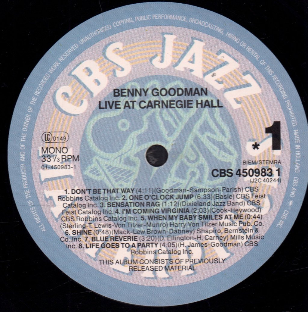 Benny Goodman - Live At Carnegie Hall - Double Lp