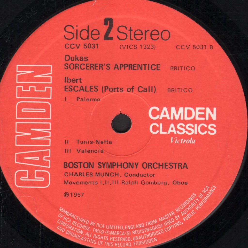 Charles Munch / Boston Symphony Orchestra - Ravel - Bolero, La Valse / Dukas - The Sorcerer's Apprentice / Ibert - Escales - Lp