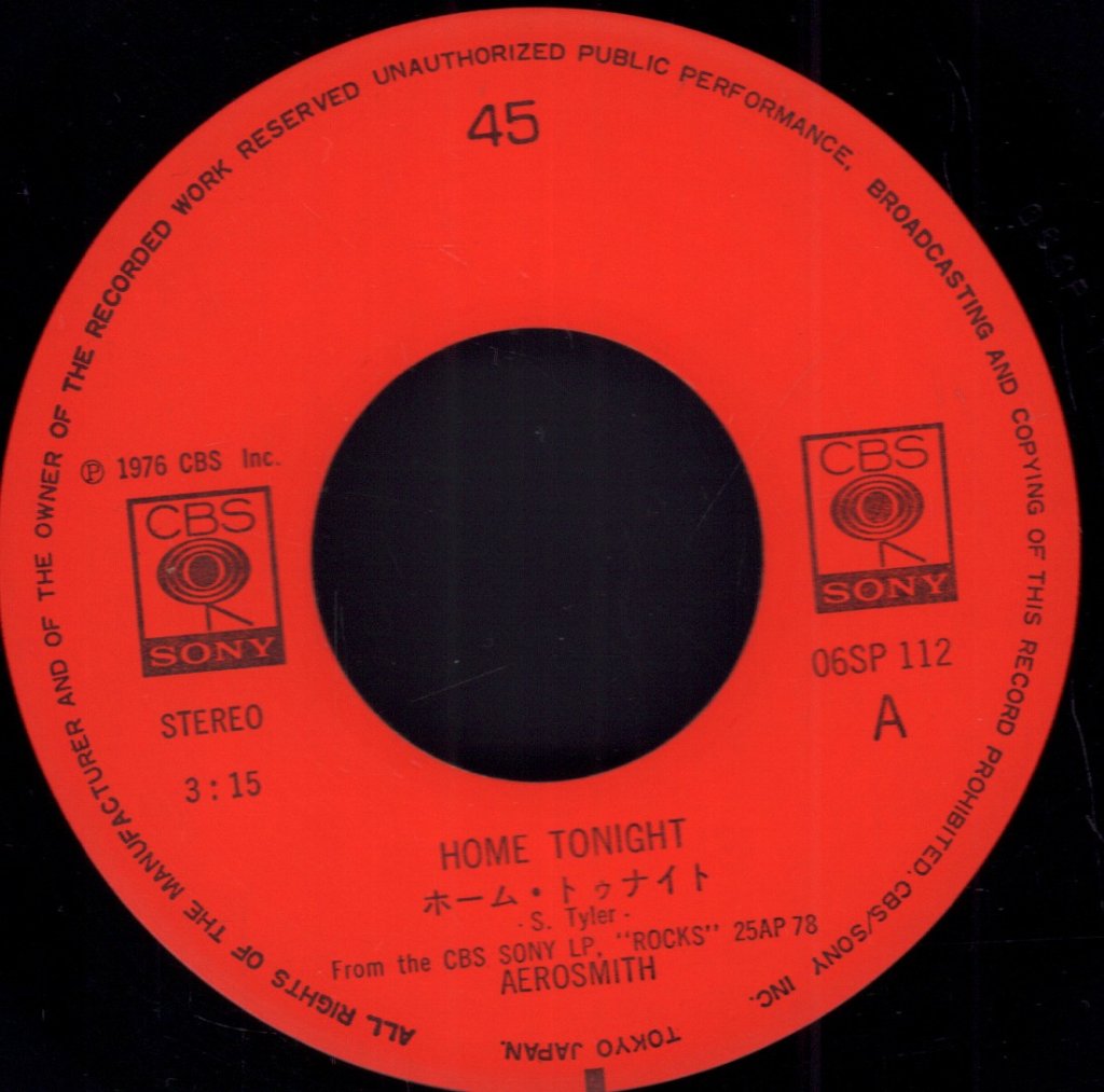 Aerosmith - Home Tonight - 7 Inch