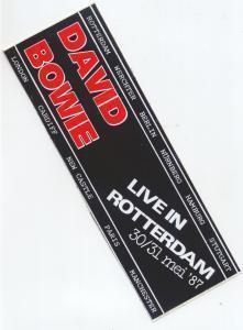 David Bowie - Rotterdam 30/31 May 87 - Sticker
