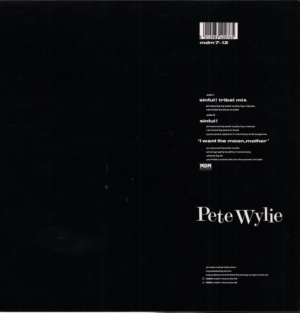 Pete Wylie - Sinful! (Tribal Mix) - 12 Inch