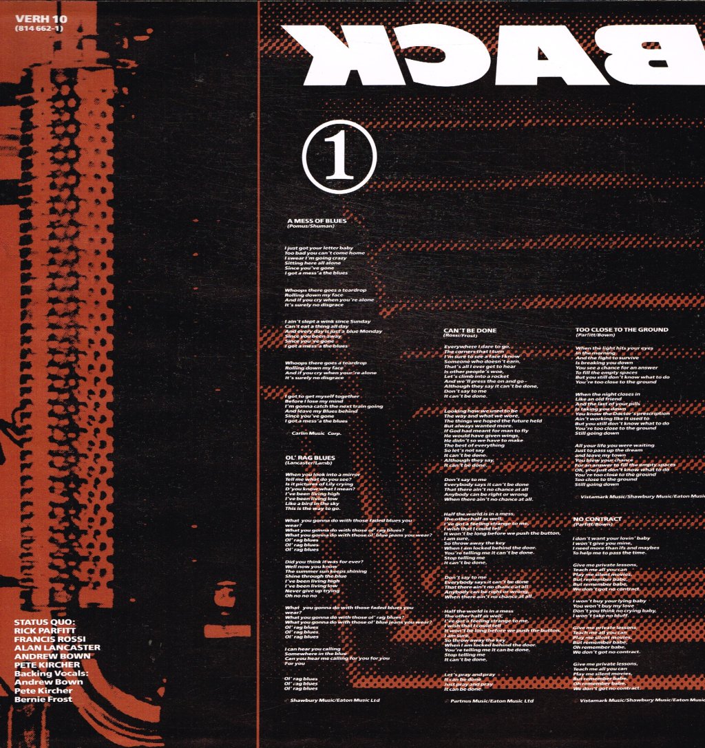 Status Quo - Back To Back - Lp