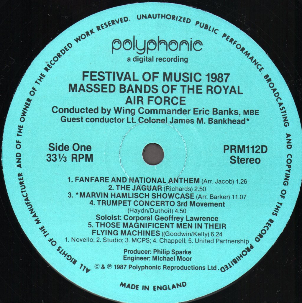 Massed Bands Of The Royal Air Force - Festival Of Music 1987 - Lp