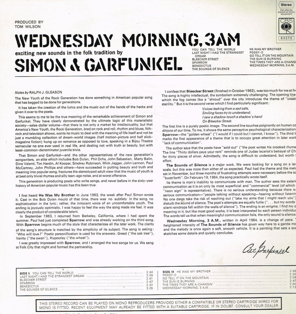 Simon And Garfunkel - Wednesday Morning 3Am - Lp