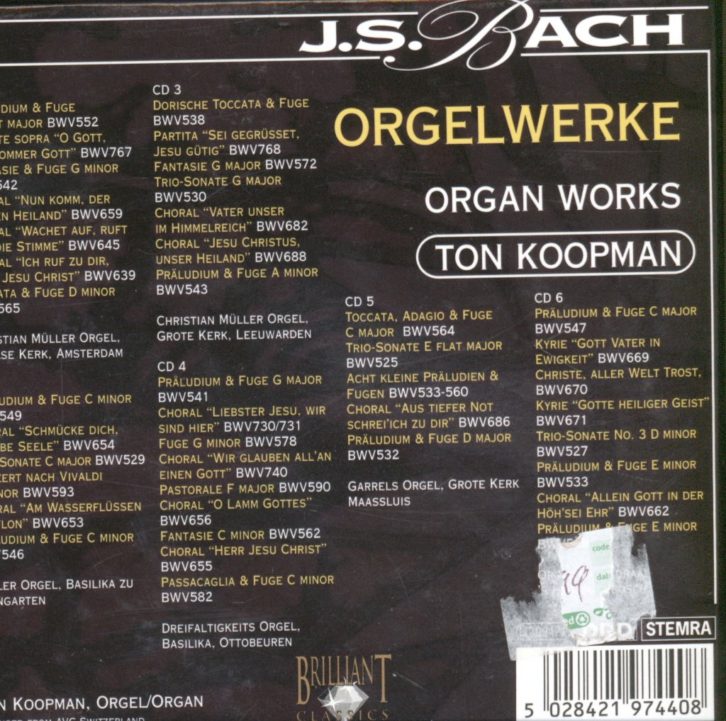 Ton Koopman - Bach Orgelwerke = Organ Works - Cd Set