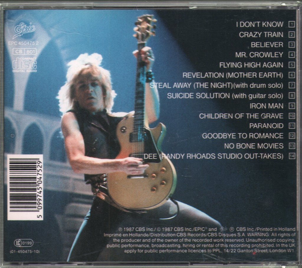 Ozzy Osbourne - Randy Rhoads Tribute - Cd – Vinyl Tap