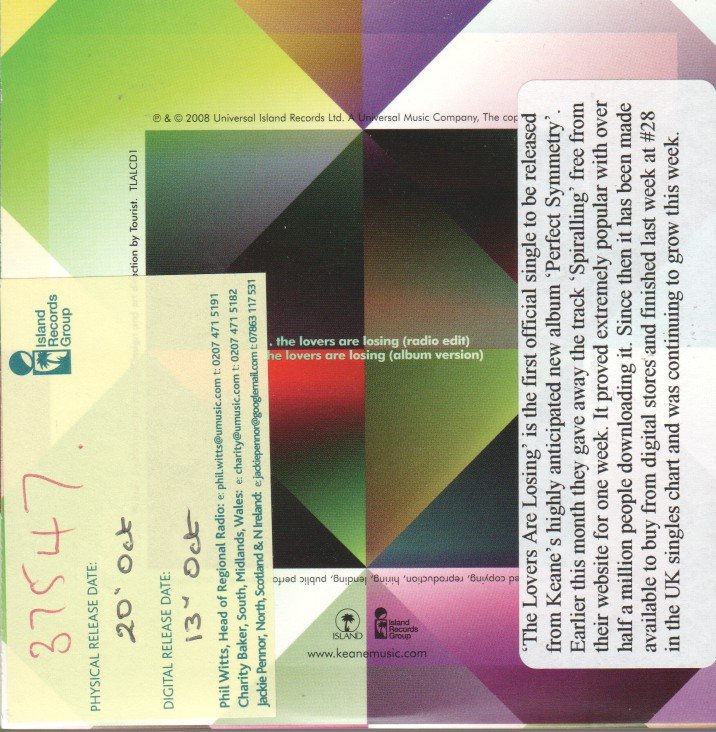 Keane - Lovers Are Losing - Cdr