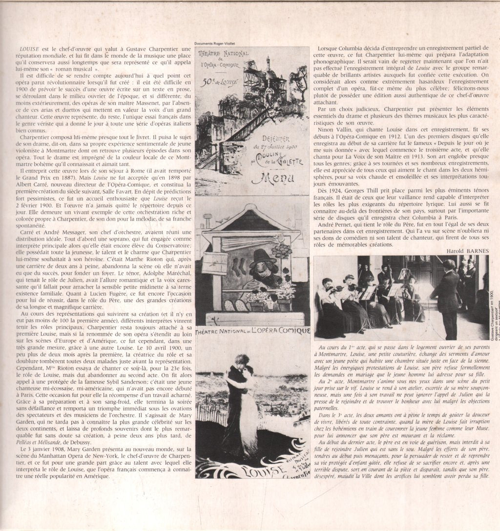 Ninon Vallin / Georges Thill / Aimee Lecouvreur / Andre Pernet / Eugene Bigot - Gustave Charpentier - Louise - Double Lp