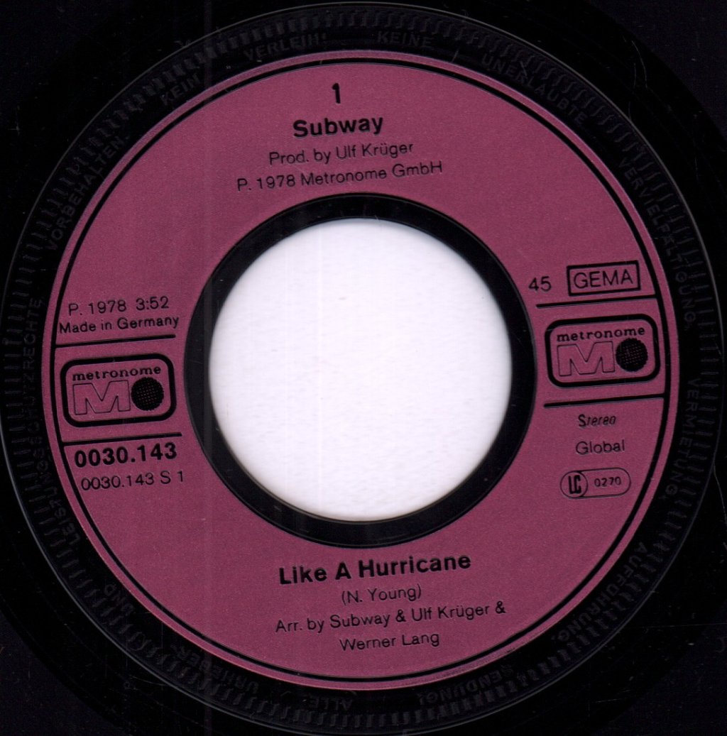 Subway - Like A Hurricane - 7 Inch