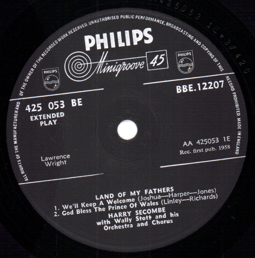 Harry Secombe - Land Of My Fathers - 7 Inch