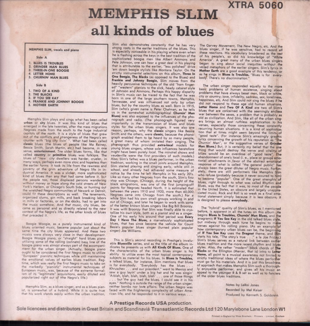 Memphis Slim - All Kinds Of Blues - Lp