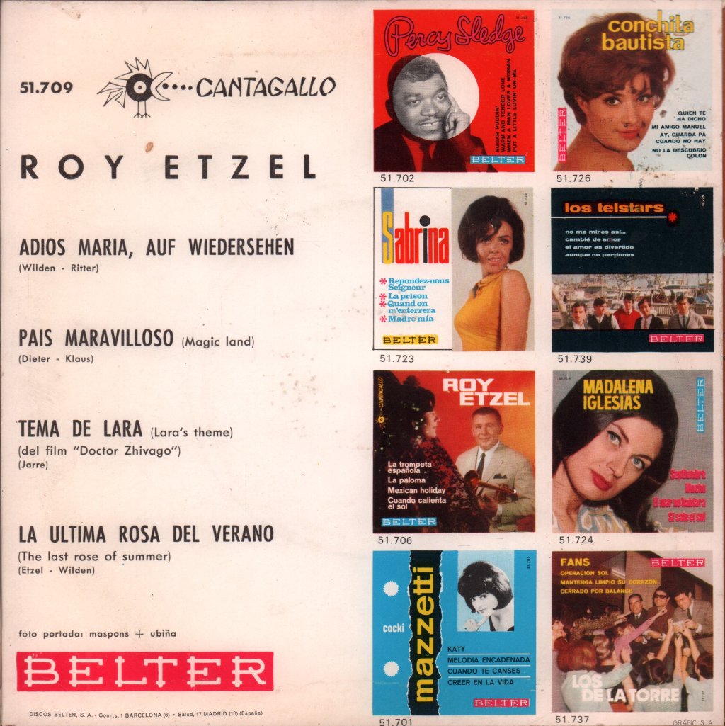 Roy Etzel - Adios Maria, Auf Wiedersehen - 7 Inch