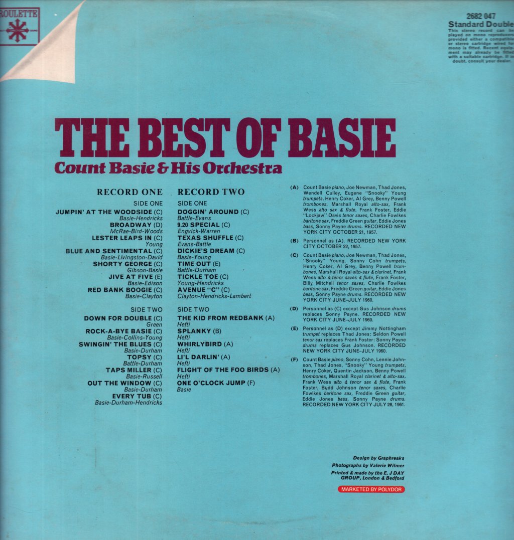Count Basie And His Orchestra - Best Of Basie - Double Lp