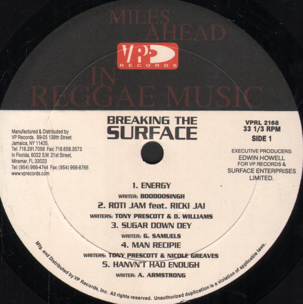Surface (Soca / Reggae Group) - Breaking The Surface - Lp