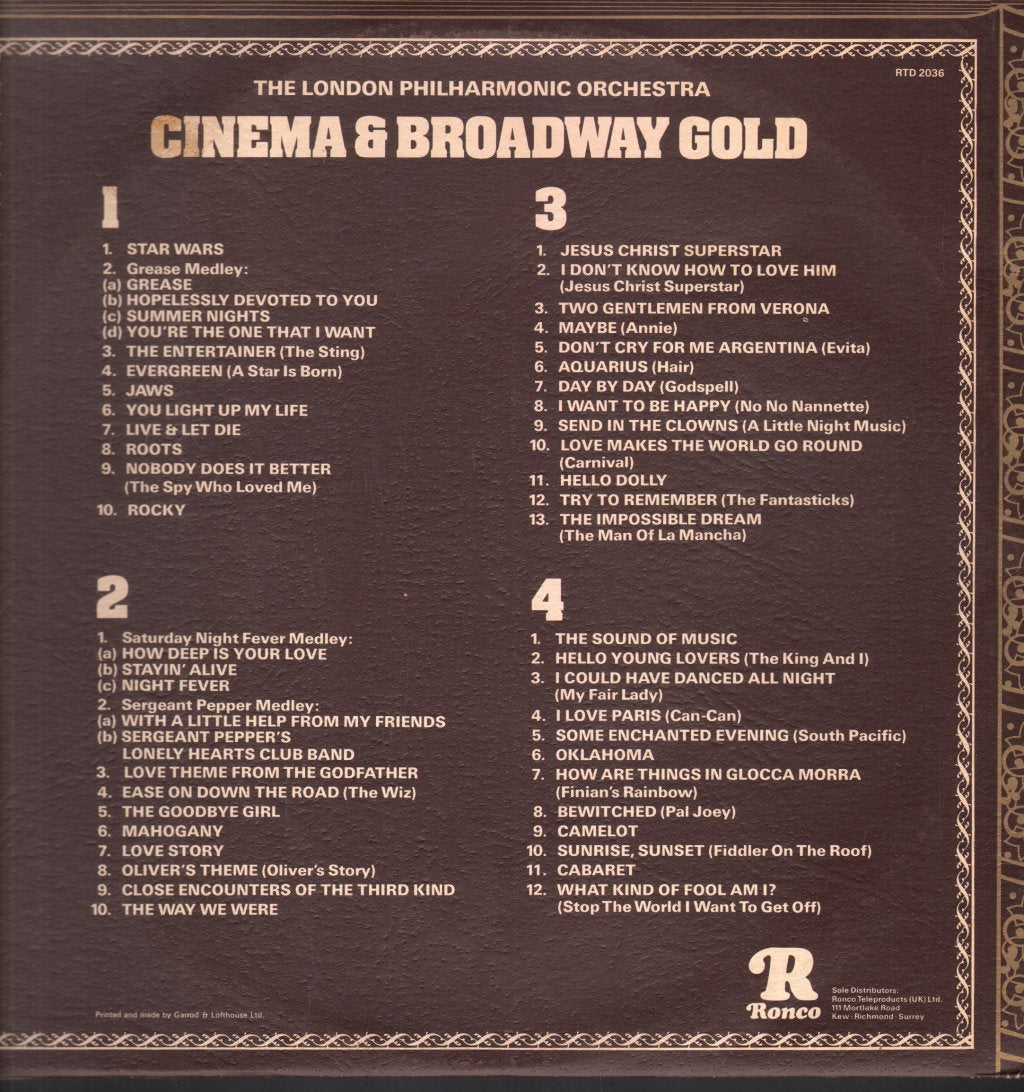 London Philharmonic Orchestra - Cinema And Broadway Gold - Double Lp