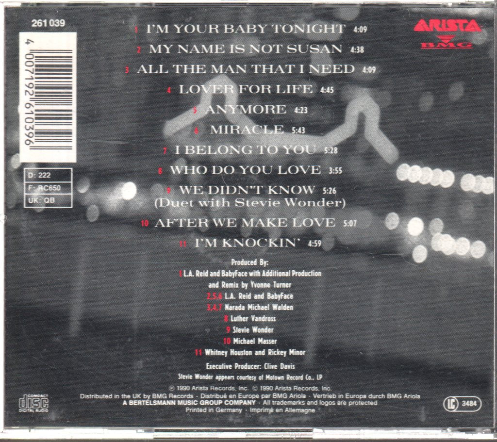 Whitney Houston - I'm Your Baby Tonight - Cd