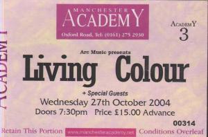 Living Colour - Manchester Academy 27Th October 2004 - Ticket