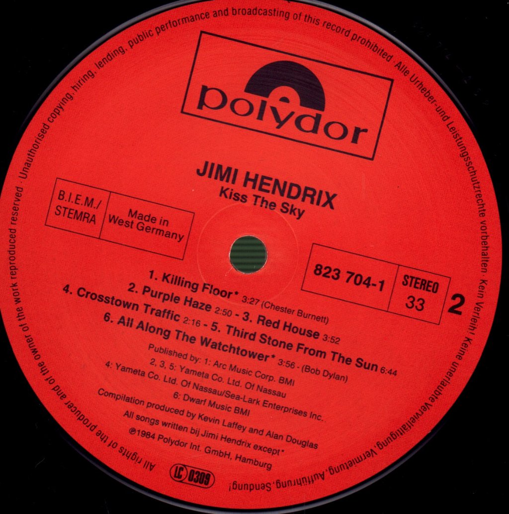 Jimi Hendrix - Kiss The Sky - Lp
