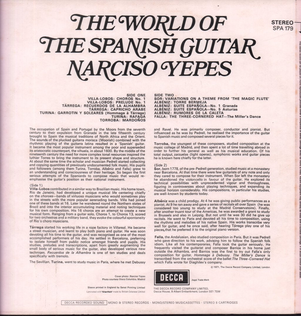 Narciso Yepes - World Of Spanish Guitar - Lp